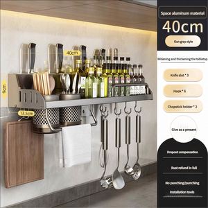 Double Aluminum Wall Mounted <b>Kitchen</b> Storage Rack No Puncture Waterproof Organizer <b>for</b> Spices Knives Tools Dedicated - Product Image 3