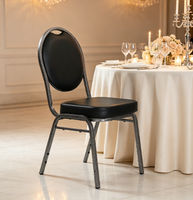 Sillas de Boda Modernas al por Mayor, Sillas de Comedor para Banquetes de Hotel con Estructura Metálica y Asiento Tapizado, Apilables, para Uso en Interiores/Exteriores