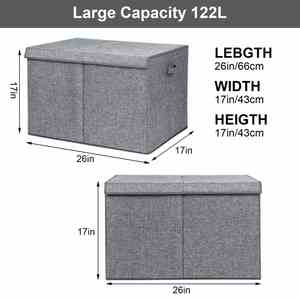 122L <b>Large</b> Toy Chest Box with Lid, Foldable Toy Storage Organizer <b>Bin</b> Boxes with Removable Divider for Kids - Product Image 3