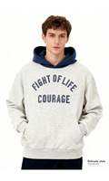 Sudadera con Capucha de Algodón con Bloques de Color, Diseño de Corazón, Estilo Casual Holgado, Juvenil, Unisex, Moderno y Urbano