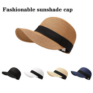 Casquette à visière OEM pour femmes Parasol décontracté pliable à large bord visière casquette de paille été extérieur plage protection solaire seau chapeau de paille - Product Image 3