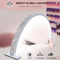 Lampe de Table LED Demi-Lune Professionnelle Grande Super Lumineuse pour Ongles avec Support Téléphone Parfaite pour les Prothésistes Ongulaires