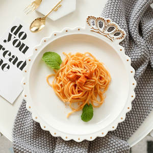 SYL 10 pulgadas Glod Crown plato de cerámica platos de porcelana plato de cena de alta calidad vajilla decorativa - Product Image 1