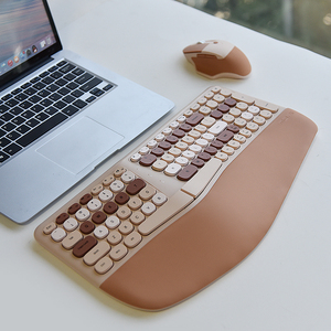 Juego combinado de ratón y teclado ergonómico inalámbrico con reposamanos de cuero cómodo - Product Image 2