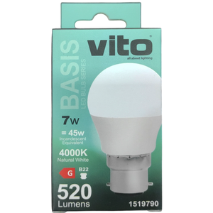 หลอดไฟ LED 7W 520lm 4000K แสงธรรมชาติ ฐาน B22 - Product Image 2