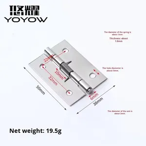 Bisagra de puerta de cierre automático de acero inoxidable, herrajes de puerta de resorte, bisagra plegable abierta plana con rebote de posición - Product Image 2