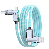 Cable USB Tipo C 4 en 1 con Trenzado de Nailon y Cobre Puro, Cable de Datos de Carga Rápida PD de 100 W para iPhone, para Samsung, para Cargador Rápido