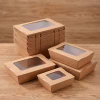 Boîte en papier kraft jetable avec fenêtre pour l'emballage de plats à emporter