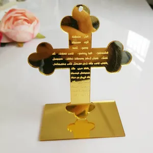 Personalizzato cristo gesù acrilico specchio croce adesivo taglio Laser croci acriliche per la festa di nozze bomboniere decorazioni per la casa parete fai da te