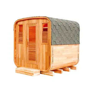 Desain unik dengan tungku api kayu dan batu luar ruangan kubus Sauna