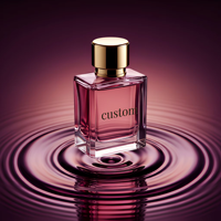 Flacon de parfum vide carré élégant haut de gamme en or rose 30ml/50ml/100ml, portable, impression de logo personnalisée