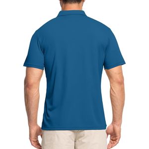 Polo de Golf para Hombre, Manga Corta, Absorbente de Humedad, con Cuello, Protección Solar UPF 50+, Tejido Piqué, Deportivo, Color Sólido - Product Image 3