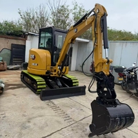 Excavatrice Caterpillar 303.5E d'occasion avec coupleur rapide inclinable et rotatif, zéro queue de traînée, Cat 3 tonnes, pelle compacte, certifiée CE EPA Tier 4