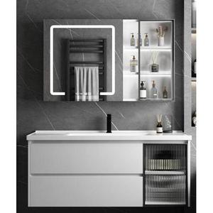 Mueble de Baño Nórdico Blanco CR de 122 cm con Lavabo Integrado, Encimera de Losa y Espejo LED Inteligente - Product Image 5