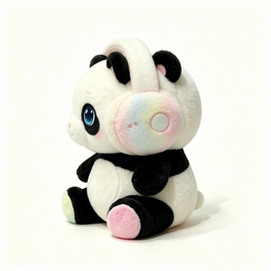 Peluche Panda Assis Personnalisé, Jouet en Peluche Panda Doux avec Cache-Oreilles, Poupée Panda aux Grands Yeux Rouges - Product Image 4