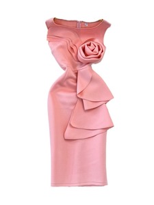 Abito da sera elegante e raffinato da donna, con fiori 3D, senza maniche, scollo rotondo, vita <span class=keywords><strong>aderente</strong></span>, lunghezza media, modello bodycon. - Product Image 6