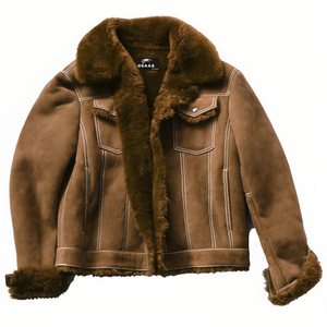 Men's Real Sheepskin B3 Flying Biker <b>Jacket</b> Casual Aviator Style <b>Suede</b> Leather Warm Fur OEM Flying B3 Shearling Jeans <b>Jacket</b> - Product Image 1