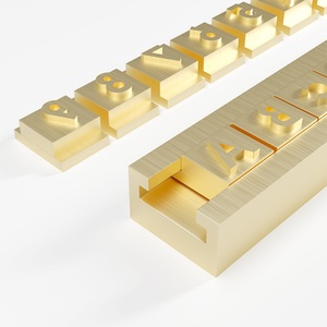 Custom Font Logo Copper Engrave Yellow <b>Letters</b> Stamps with Hot Foil Metallic Stamping Customized Size & Style - Product Image 2