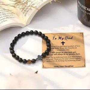 Bestes Geschenk an Sohn Freund Ehemann Papa Naturstein Karte Armband Perlen Armband für den Vatertag