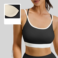 Yutuo Damen Sport-BH mit hoher Unterstützung, schnelltrocknend, Vier-Wege-Stretch, Logo vorne, atmungsaktiv, U-Ausschnitt, farblich abgestimmt, für Yoga und Fitness