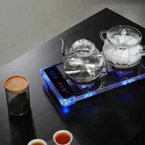 חשמלי תנור סט קומקום Suppliers-זכוכית קומקום שאיבת סוג אוטומטי להוסיף מים מלא אינטליגנטי חשמלי זכוכית קומקום שאיבה מבושל תה תנור סט קומקום
