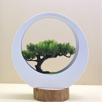 Huaien Bonsai kecil buatan lintas batas untuk penanam Desktop Mini & bunga simulasi & jarum untuk dekorasi rumah kantor-grosir