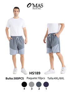 Pantalones Cortos de Playa para Hombre O'MAS HS189, Poliéster y Algodón, con Cordón Ajustable, Casuales, Transpirables, de Color Sólido, Tallas 4XL y 6XL - Product Image 1