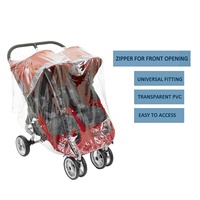 Fabrication professionnelle bébé Double poussette housse de pluie en plastique chariot chariot poussette pare-pluie