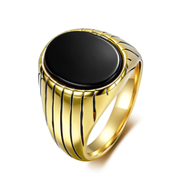 Bague rétro en acier inoxydable noir/argent/or avec pierres précieuses, style haut de gamme et cool, accessoires pour les doigts pour hommes