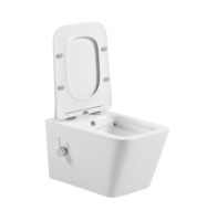 WC mural moderne en céramique blanche sans bride avec fonction bidet, facile à nettoyer, pour salle de bain