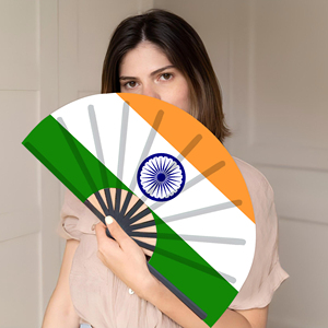 Abanicos Plegables de Bambú con la Bandera de la India al por Mayor, Abanico de Mano para Carnaval, Boda, Festival, Fiesta, Agencia de Viajes - Product Image 5