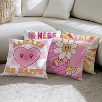 4 housses de coussin décoratives roses, 18 * 18 pouces, motif floral inspirant en forme de cœur, adaptées à la décoration de canapé à domicile pour filles