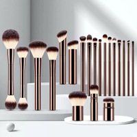 Pinceau de maquillage professionnel double tête en aluminium, personnalisable en usine, portable, pour anticernes, fard à paupières et blush, avec étiquetage pour le maquillage du visage