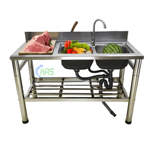 Évier double moderne en acier inoxydable, résistant à la rouille, facile à nettoyer, pour lavabo de salle de bain, hôtel, restaurant, stations de nettoyage de cuisine - Product Image 1