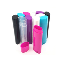 Tube de baume à lèvres ovale 0,15 oz 4,5 ml, en plastique noir mat, blanc ou transparent, vide, avec applicateur rotatif, pour écran solaire, soins de la peau, rouge à lèvres