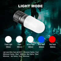 Lampe de plongée Asafee DR200 4000LM avec 4 LED blanches, 4 LED bleues, 4 LED rouges, lampe de plongée étanche à 100 m, torche d'exploration sous-marine