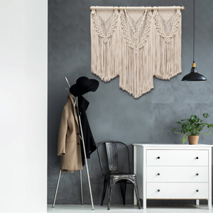 Artilady <span class=keywords><strong>macramé</strong></span> Boho tapisserie tissé à la main Art nordique tenture murale glands barre écran coton décoration de la maison pour bureau appartement - Product Image 1