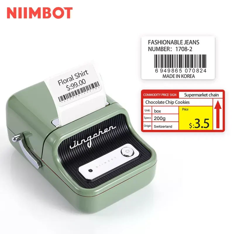 Niimbot impressora portátil com código de barras, mini adesivo de código de barras qr e etiqueta, impressora joias, etiqueta e código de barras