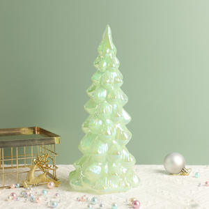 Décoration de Noël créative en verre, petit sapin de Noël lumineux, ornements de table décoratifs - Product Image 4