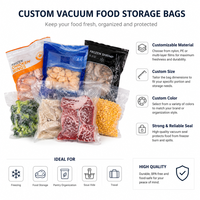 Sacs sous vide plats à trois soudures imprimés sur mesure, qualité alimentaire, laminés PA/PE, pour l'emballage de denrées congelées, viandes, fruits de mer et légumes