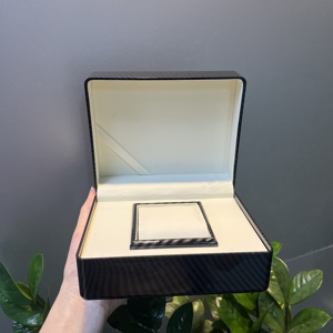Premium Carbon Fiber <b>Watch</b> Box Rectangle Shape Protective <b>Case</b> with Faux Leather Interior for Men's <b>Watches</b> Storage - Product Image 1