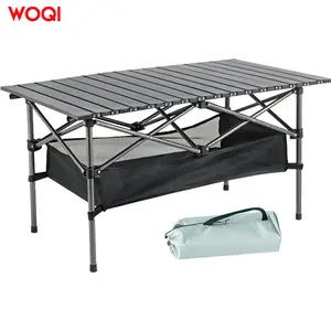 WOQI alloy steel roll folding camping table with large storage bag and portable bag suitable for outdoor picnics camping