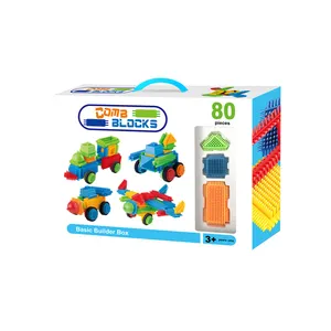 Funny diy toys educational building blocks 80pcs safe material 3d construction plastic comb blocks toy set