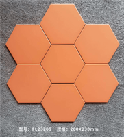 Carrelage hexagonal en porcelaine mate couleur unie 200x230mm 9mm d'épaisseur antidérapant Garantie 5 ans Collection multi-tons pour sol et mur