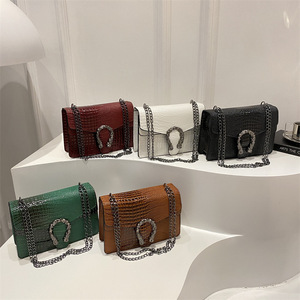 Simple Geometric Chain <b>Small</b> Square PU Women Single Strap Crossbody Bag Fashion Daily Shoulder <b>Handbag</b> - Product Image 1