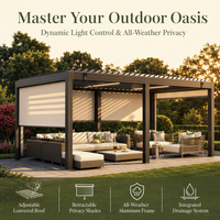 Pergola Bioclimatique Manuelle en Aluminium Natural Gifts pour Zone BBQ Familiale en Extérieur et Gazebo