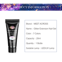 MEET ACROSS Gel de construction pour extension d'ongles 20 ml, gel de construction pour ongles, gel acrylique, gel de poly extension rapide transparent