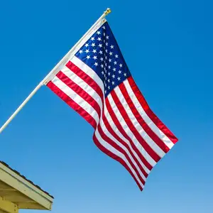 أعلام أمريكا من النيلون للأعمال الخارجية, أعلام أمريكا 3 × 5 قدم ، الولايات المتحدة الأمريكية ، للأعمال الشاقة في الهواء الطلق ، مع شرائط مطرزة بخياطة نجوم وحلقات نحاسية