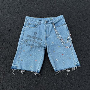 DiZNEW 2025 <span class=keywords><strong>Jeans</strong></span> da <span class=keywords><strong>Uomo</strong></span> con Diamanti, Pantaloncini in Denim con Incastonature di Diamanti, <span class=keywords><strong>Jeans</strong></span> alla Moda Versatili e di Alta Gamma su Misura - Product Image 5