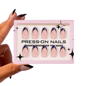 30 faux ongles en gel souple, forme amande, style œil de chat français, <span class=keywords><strong>violet</strong></span> <span class=keywords><strong>foncé</strong></span> brillant, luxe, à presser, couvrance totale - Product Image 4